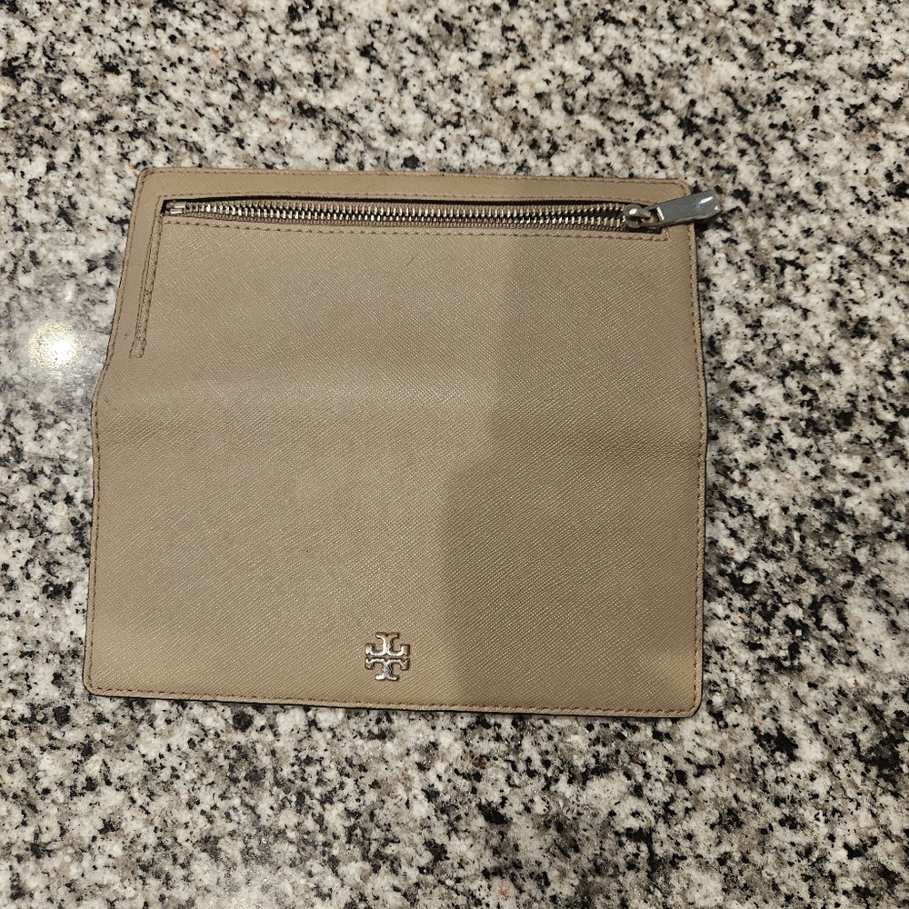 Tory Burch Grey/Beige Leather Wallet